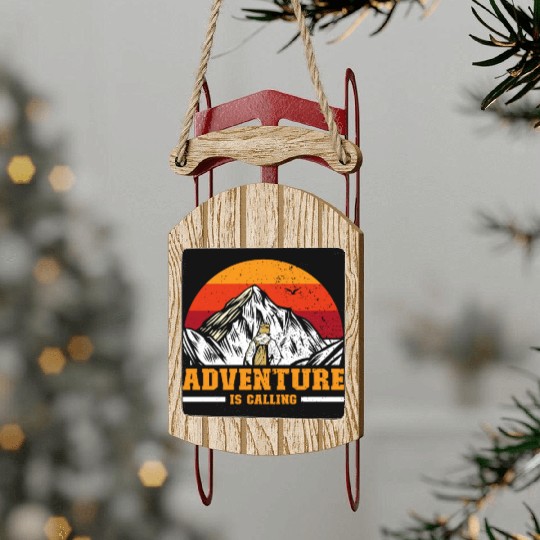Adventure is Calling hiker Mountaineer Climber Sled Ornaments