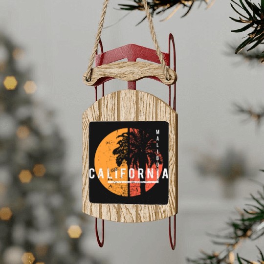 Malibu California Cool Palm Tree Native Sled Ornaments