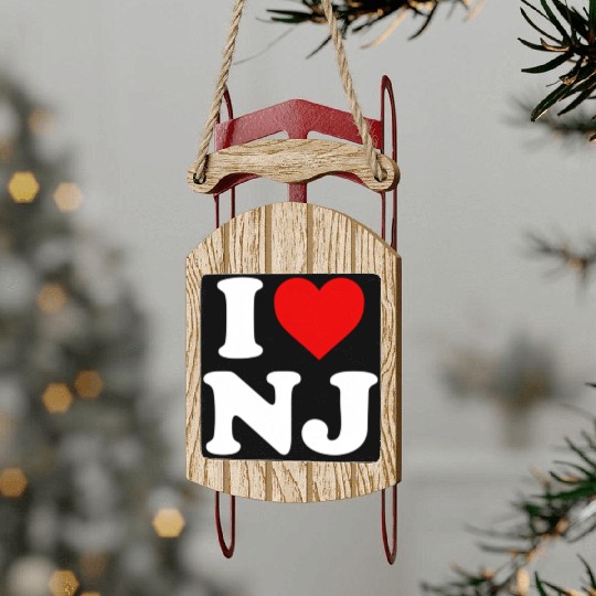 I Love Nj Heart New Jersey Sled Ornaments