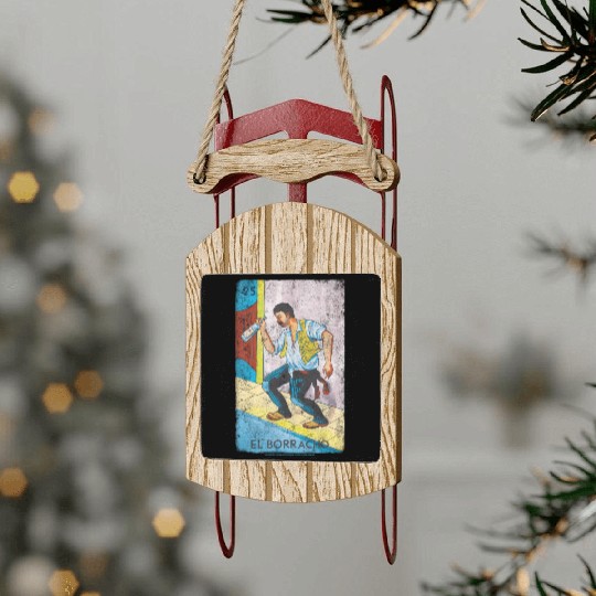 Loteria El Borracho Colorful Tarot Card Sled Ornaments