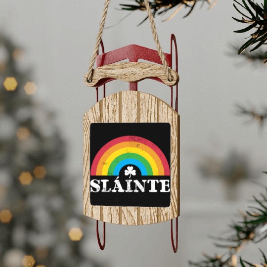 Slainte 80S 70S Rainbow Irish St Patric Day Sled Ornaments