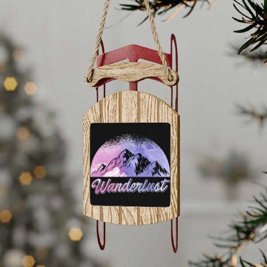 Wanderlust Mountaineer Hiker Summit sport Sled Ornaments