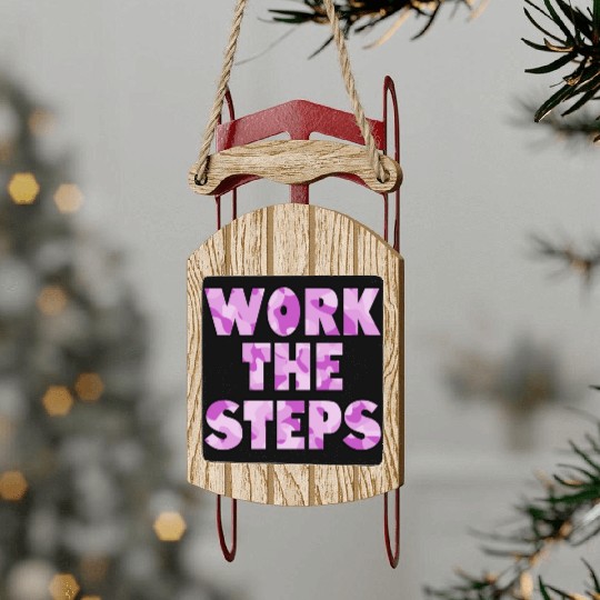 Work the Steps purple camo Sled Ornaments