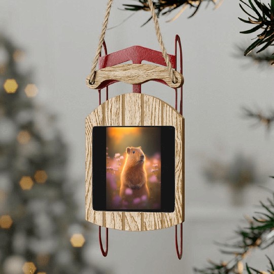 Capybara In Nature Sled Ornaments