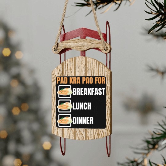 Thai Food Lover Pad Kra Pao Thai Cuisine Sled Ornaments