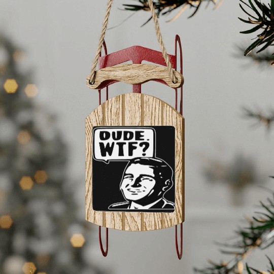Dude WTF ©WhiteTigerLLC.Com LIKE US ON FACEBOOK Sled Ornaments