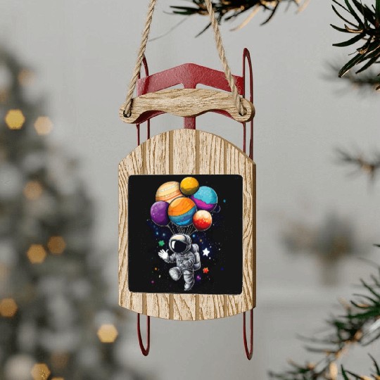 Astronaut Birthday Space Balloon Galaxy Planets Sled Ornaments