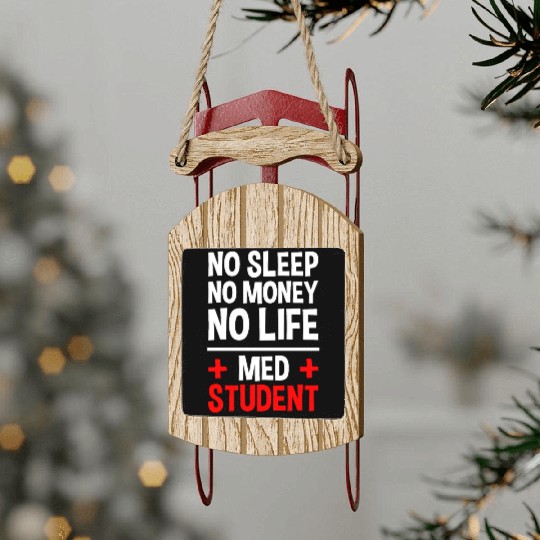 No Sleep No Money No Life Med Student 2 Sled Ornaments