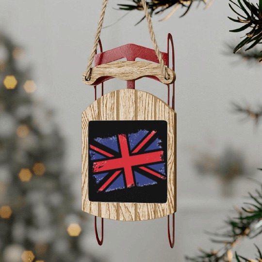 Union Jack Vintage UK Flag Great Britain UK Sled Ornaments