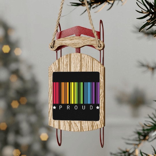 Proud Star Rainbow Barcode LGBTQ Pride Month Gift Sled Ornaments