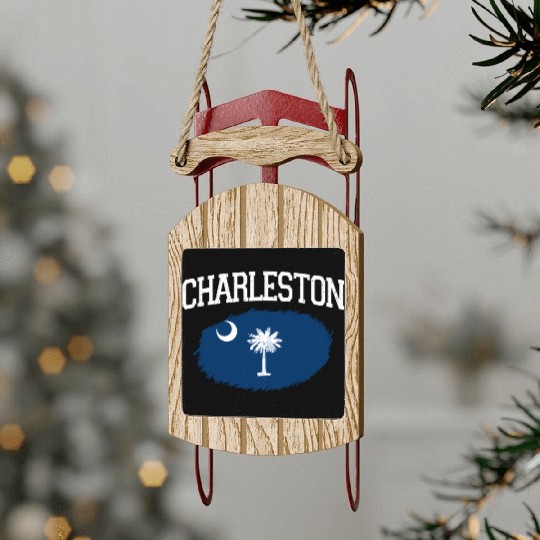 Charleston Sc South Carolina Flag Sports Sled Ornaments