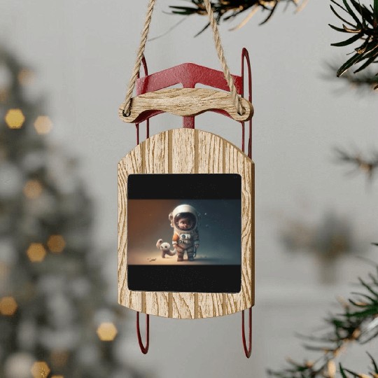 Cosmic Steps: The Baby Astronaut's Journey Sled Ornaments