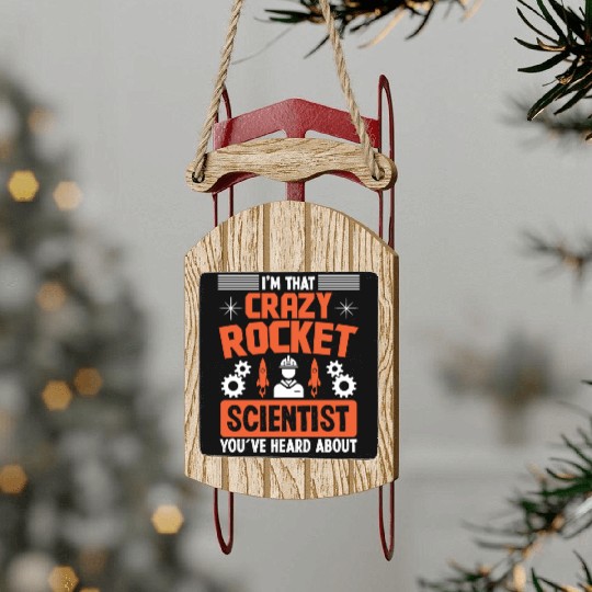 Aerospace engineer crazy rocket scientist rocket Sled Ornaments