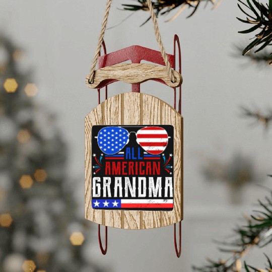 All American Grandma Independence Day US Patriots Sled Ornaments