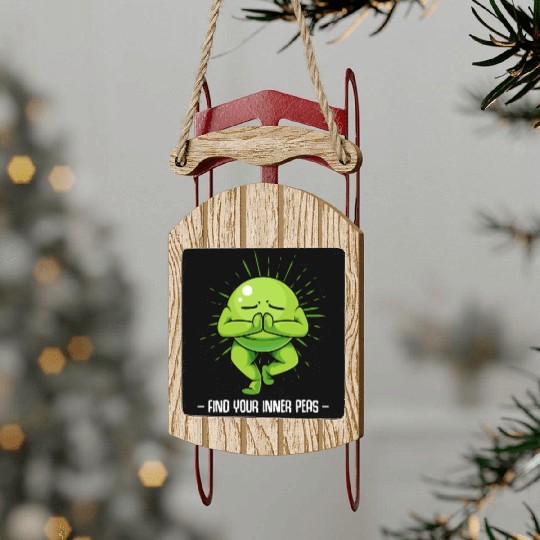 Peas Find Your Inner Peas Funny Vegetable Pun Sled Ornaments