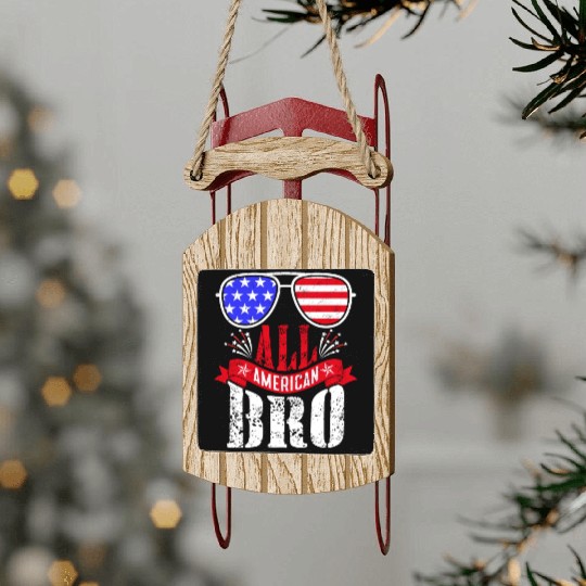 All American Bro Independence Day US Patriot Sled Ornaments