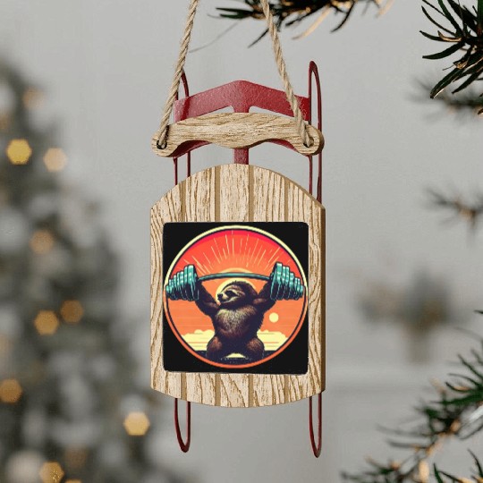 Sloth Dumbbells Fitness Sunset Sled Ornaments