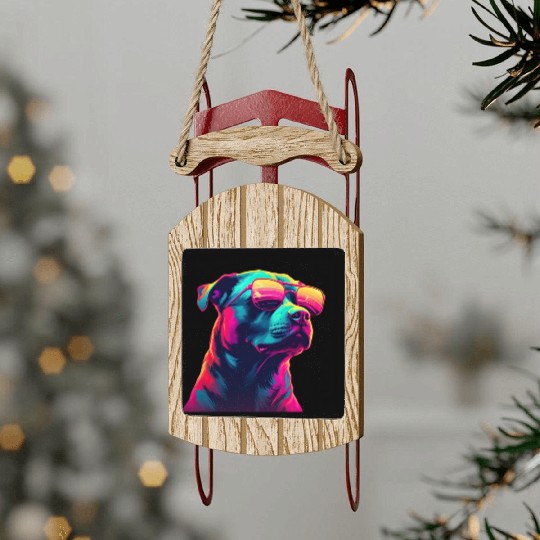 Retro Woof A Dog s Synthwave Adventure Sled Ornaments