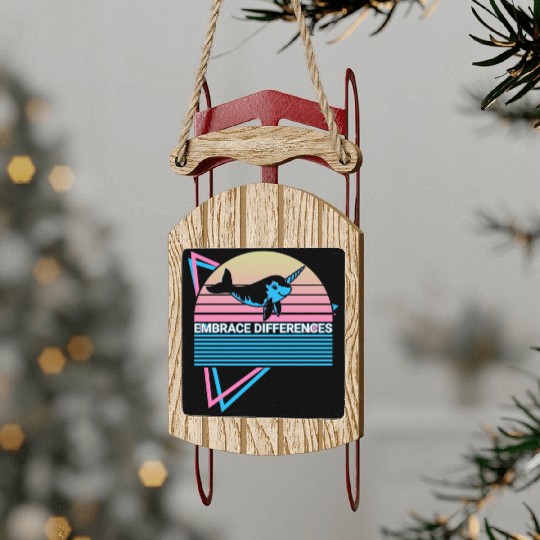 Narwhal Retro Sled Ornaments