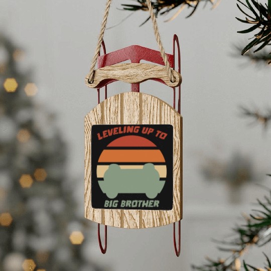 Vintage Leveling Up To Big Brother Video Game Sled Ornaments