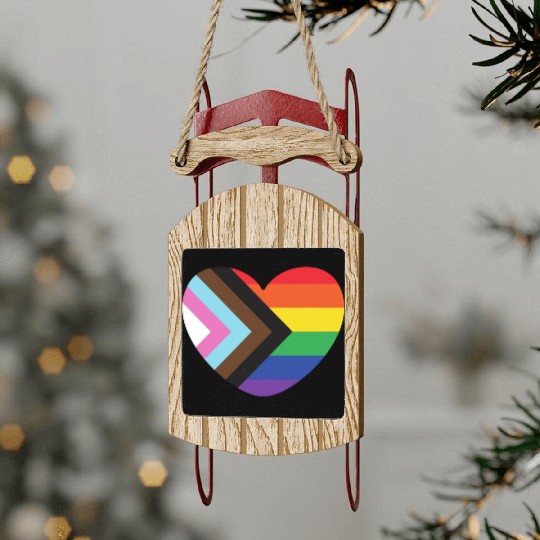 Pride Rainbow Heart Sled Ornaments