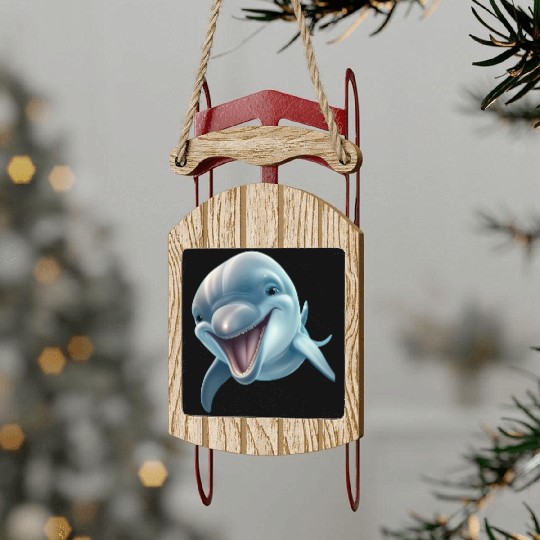 Sunny Delphinia: Joyful Dolphin's Paradise Sled Ornaments