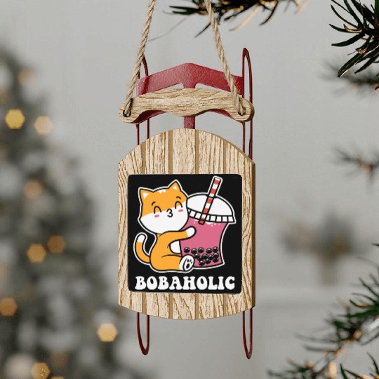 Bubble Milk Boba Tea Tapioca Pearls Lover Funny Sled Ornaments