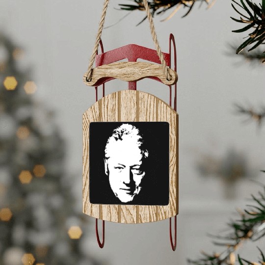 Bill Clinton White On Black Pop Art Sled Ornaments