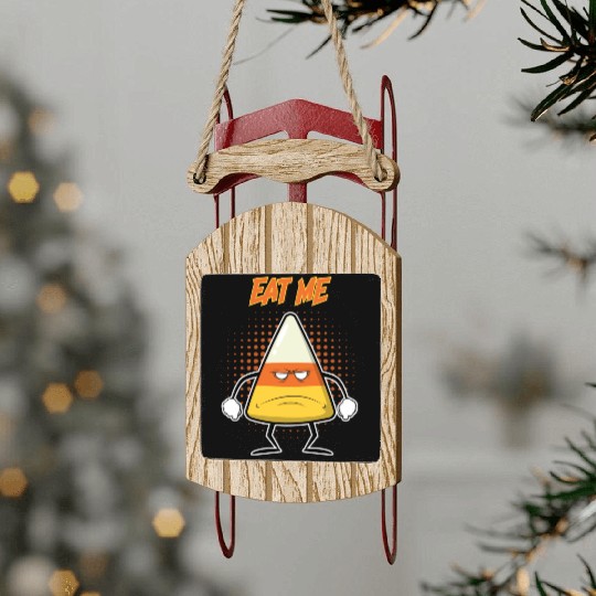 Mean Candy Corn Sled Ornaments