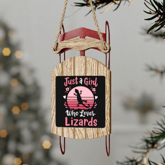 Lizard Reptile Lizard Lover Retro Sled Ornaments