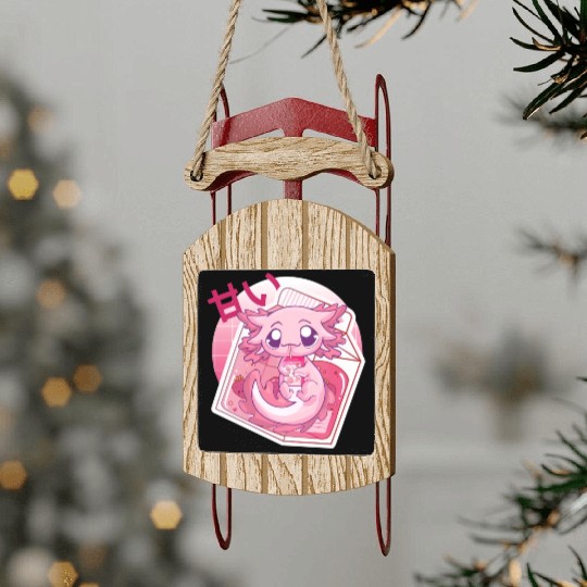 Axolotl Pastel Goth Strawberry Milk Shake Anime Ja Sled Ornaments