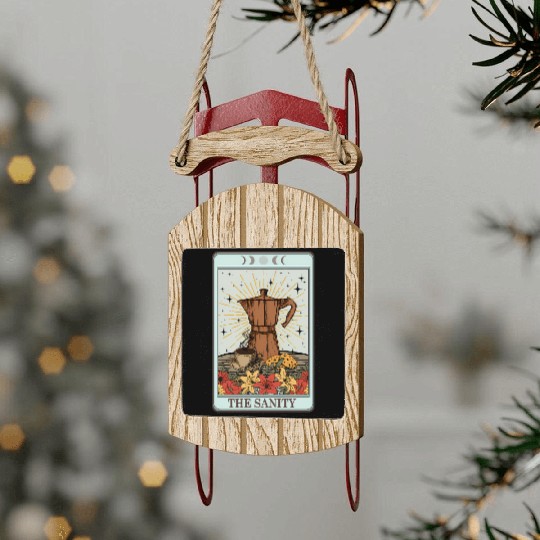 Coffee Tarot Card The Sanity Sled Ornaments