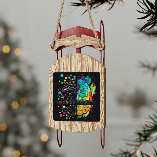 Embrace Neurodiversity Brain Autism Sled Ornaments