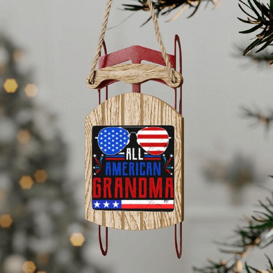 All American Grandma Independence Day US Patriots Sled Ornaments