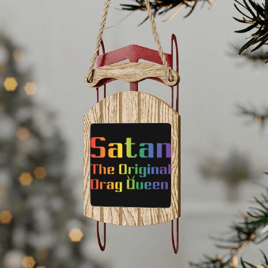 Funny Hail Gay Satan Lgbt Goth Gay Pride Baphomet Sled Ornaments