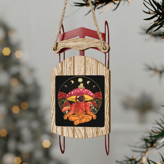 Astronaut Cottagecore Frog Aesthetic Wo Sled Ornaments