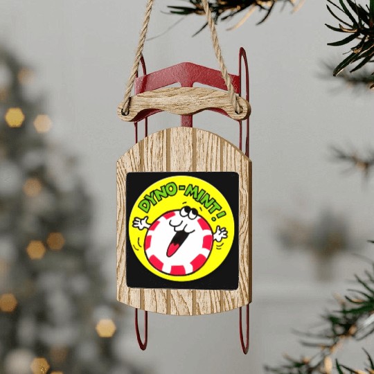 Vintage Scratch And Sniff Sticker Peppermint Dyno- Sled Ornaments
