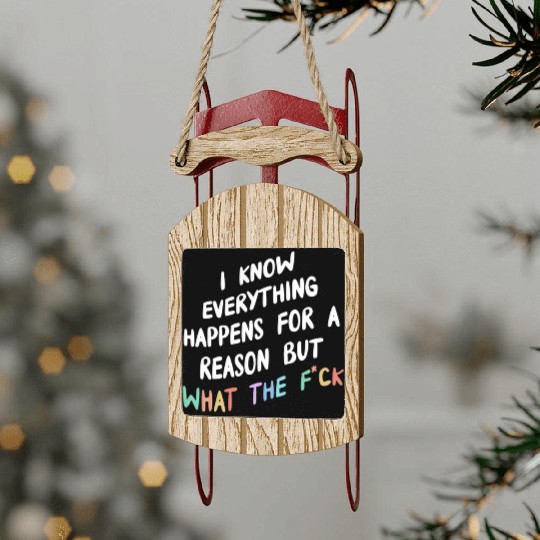 I Know Everything Happens For A Reason But Wtf Sled Ornaments