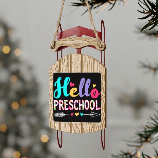 Back To School First Day Preschool Teacher Sled Ornaments