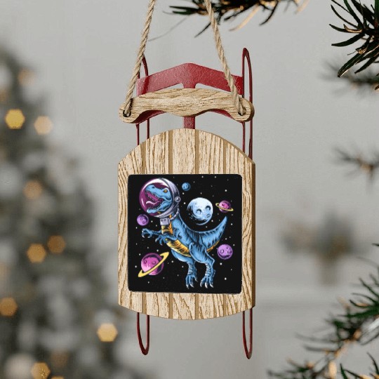 Dinosaur Astronauts Science Fiction Science Sled Ornaments