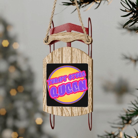 Thrift Store Queen purple yellow Sled Ornaments