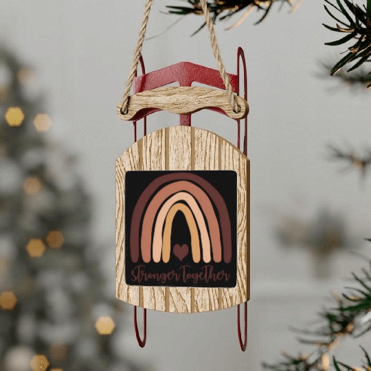 Stronger Together in Tone Rainbow Heart Sled Ornaments