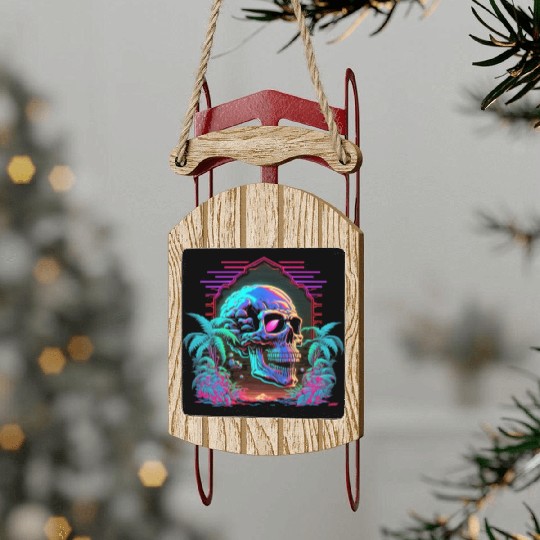 ull Vaporwave Retrowave Aesthetic Synthwave Sled Ornaments