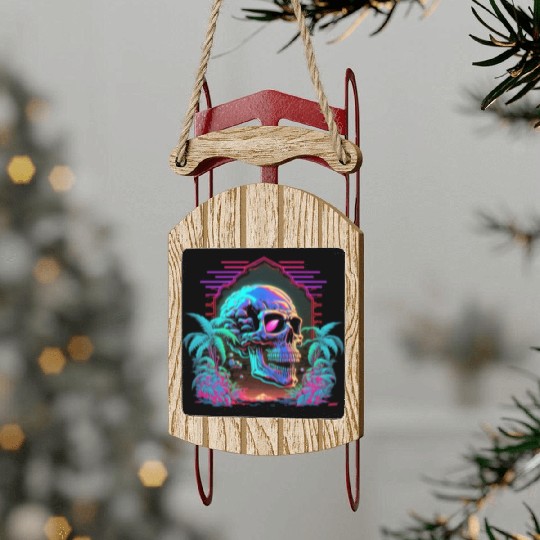 ull Vaporwave Retrowave Aesthetic Synthwave Sled Ornaments