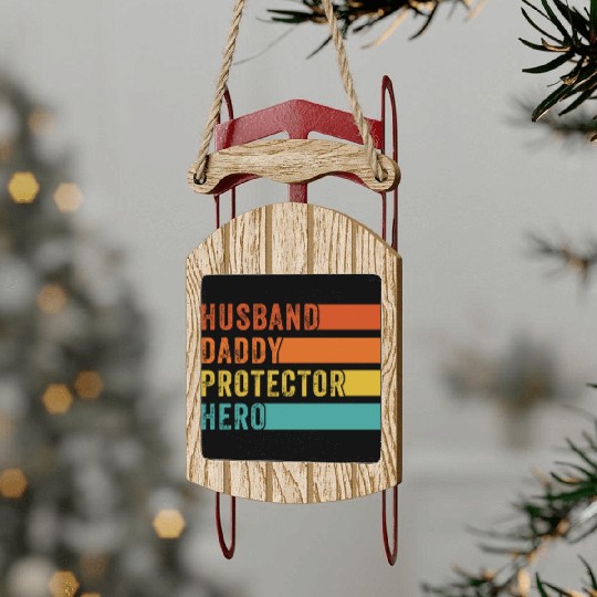 Retro Husband Daddy Protector Hero Fathers day Sled Ornaments