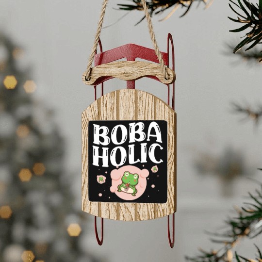 Bobaholic Bubble Tea Lover Boba Tea Drinker Korean Sled Ornaments