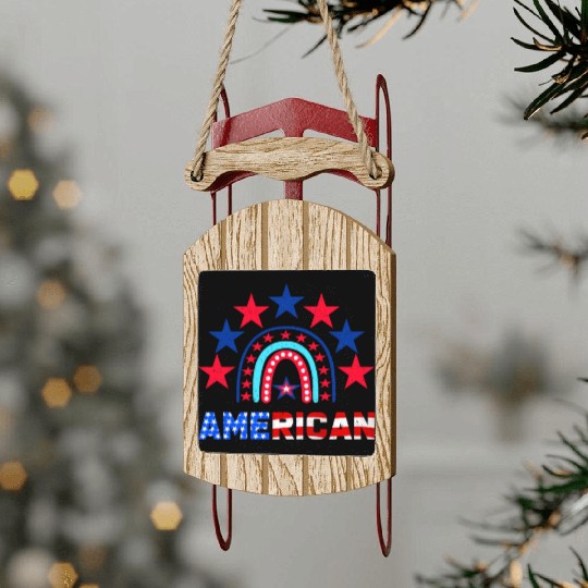American Independence Day Love America Patriot Sled Ornaments