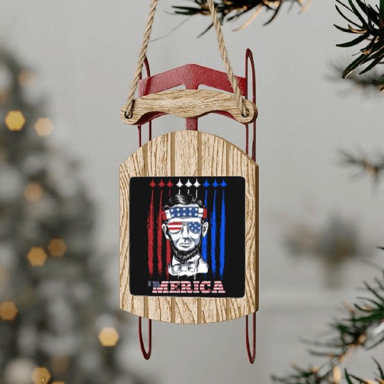 Merica Lincoln Independence Day Party Patriots Sled Ornaments