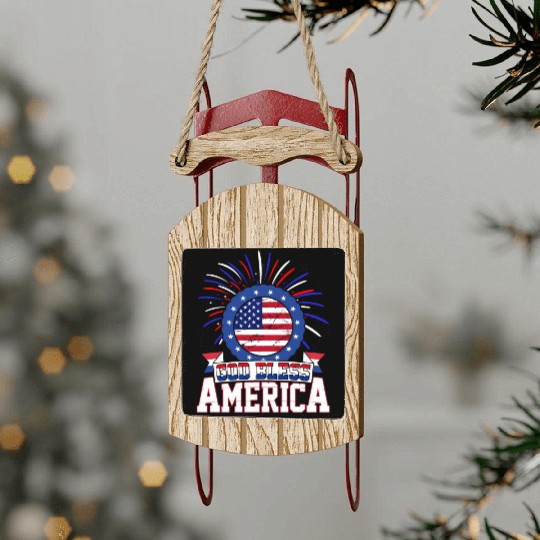 God Bless America Independence Day USA Patriot Sled Ornaments