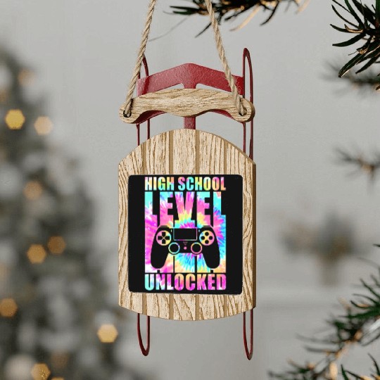 High School Level Unlocked Tie Dye Back To School Sled Ornaments